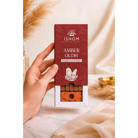 Ароматни плочки ISHOM Amber Oudh – Кехлибар и Агар Уд, 15 бр. с глинена поставка