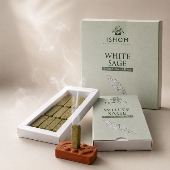 Ароматни плочки за кадене White Sage ISHOM – Бяла салвия, 15 бр. с поставка